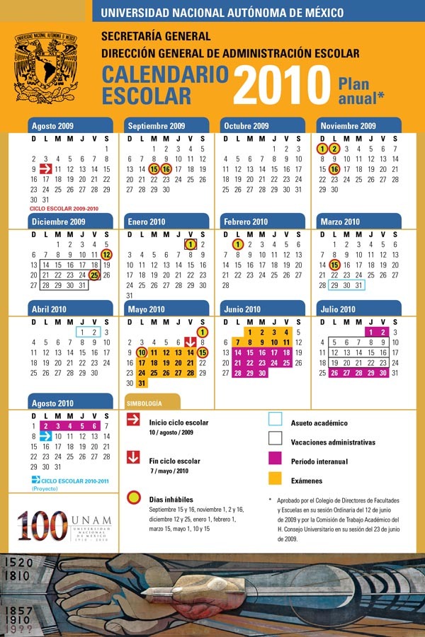 Calendario UNAM Anual