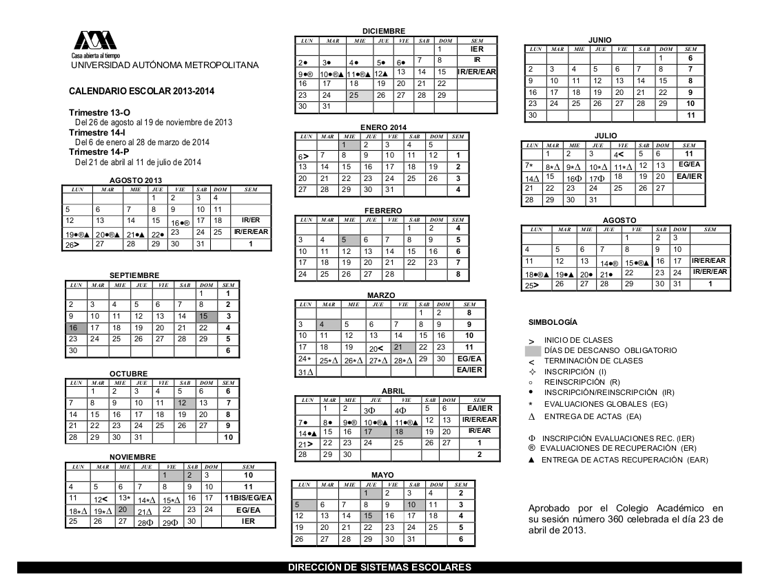 Calendario UAM