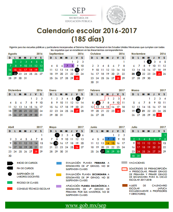 Calendario SEP 2016 - 2017