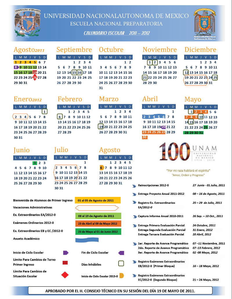 Calendario Escuela Nacional Preparatoria