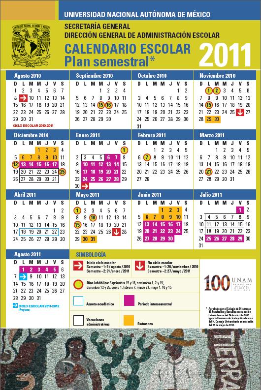 Calendario Semestral UNAM