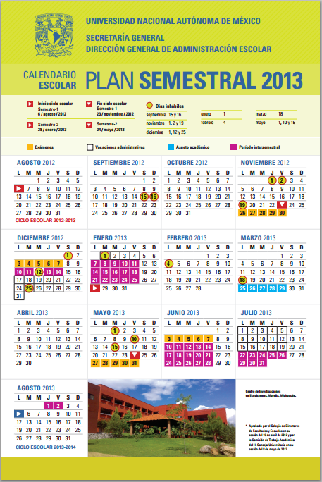 Calendario Semestral UNAM